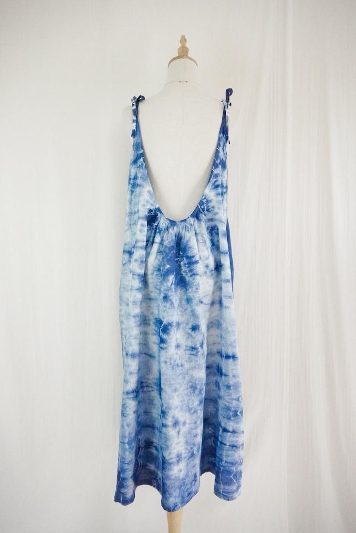 French Linen Ribbon camisole op Navy
