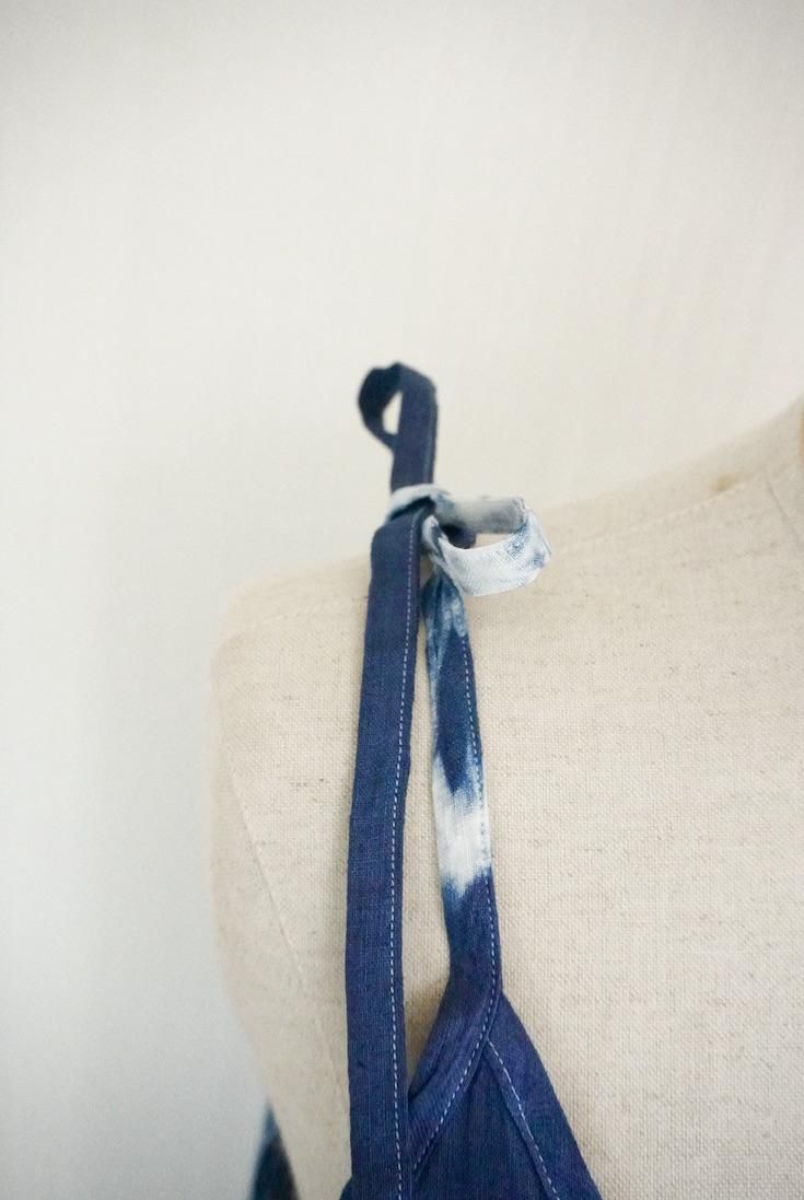 French Linen Ribbon camisole op Navy