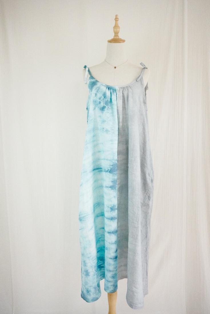 French Linen Ribbon camisole op Vintageblue x Lightgray
