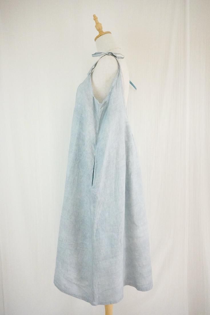 French Linen Ribbon camisole op Vintageblue x Lightgray