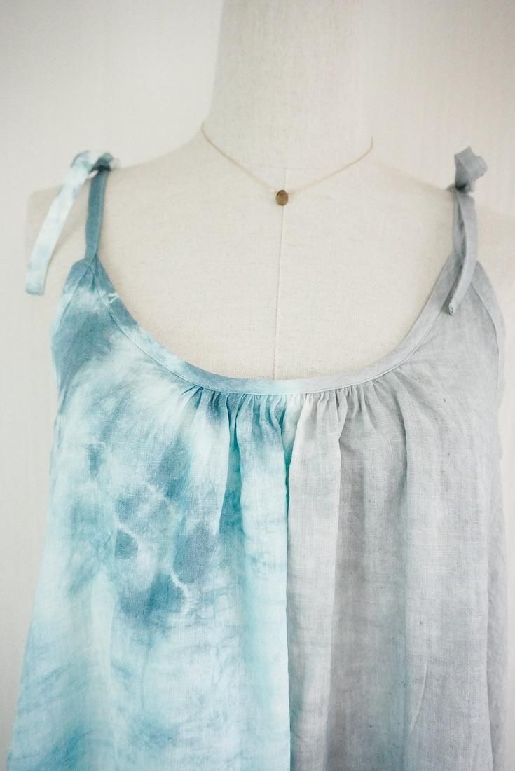French Linen Ribbon camisole op Vintageblue x Lightgray