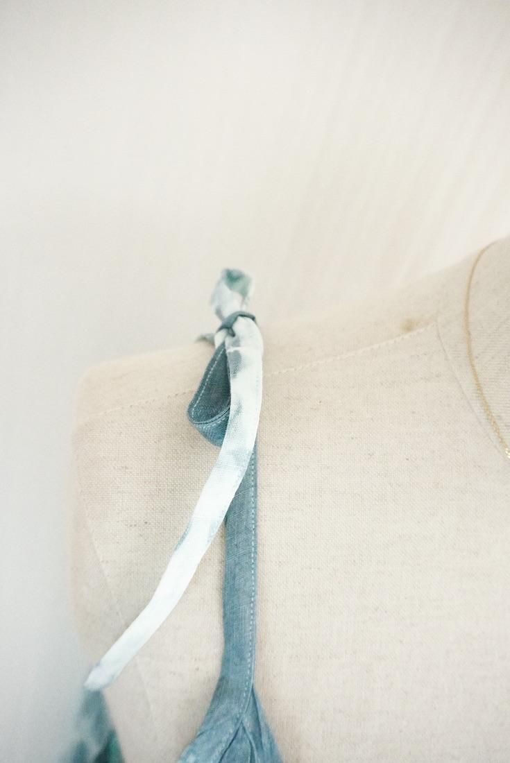 French Linen Ribbon camisole op Vintageblue x Lightgray