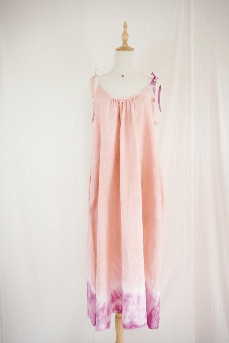 French Linen Ribbon camisole op Pinkbeige x Peony 