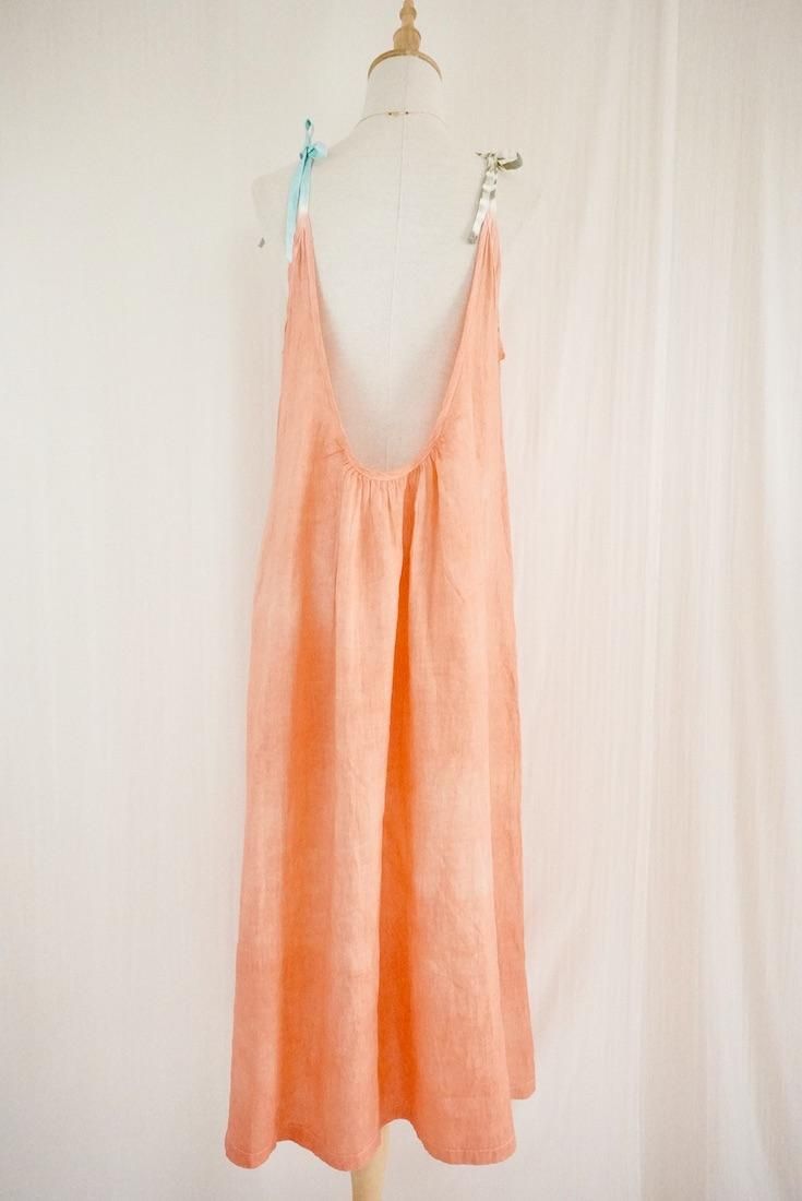 French Linen Ribbon camisole op Sunset time x Turquoise x Khaki 