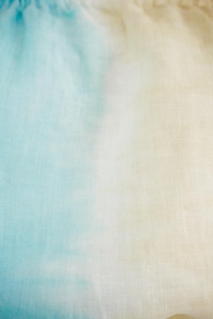 French Linen Short Bare top Custard x Turquoise
