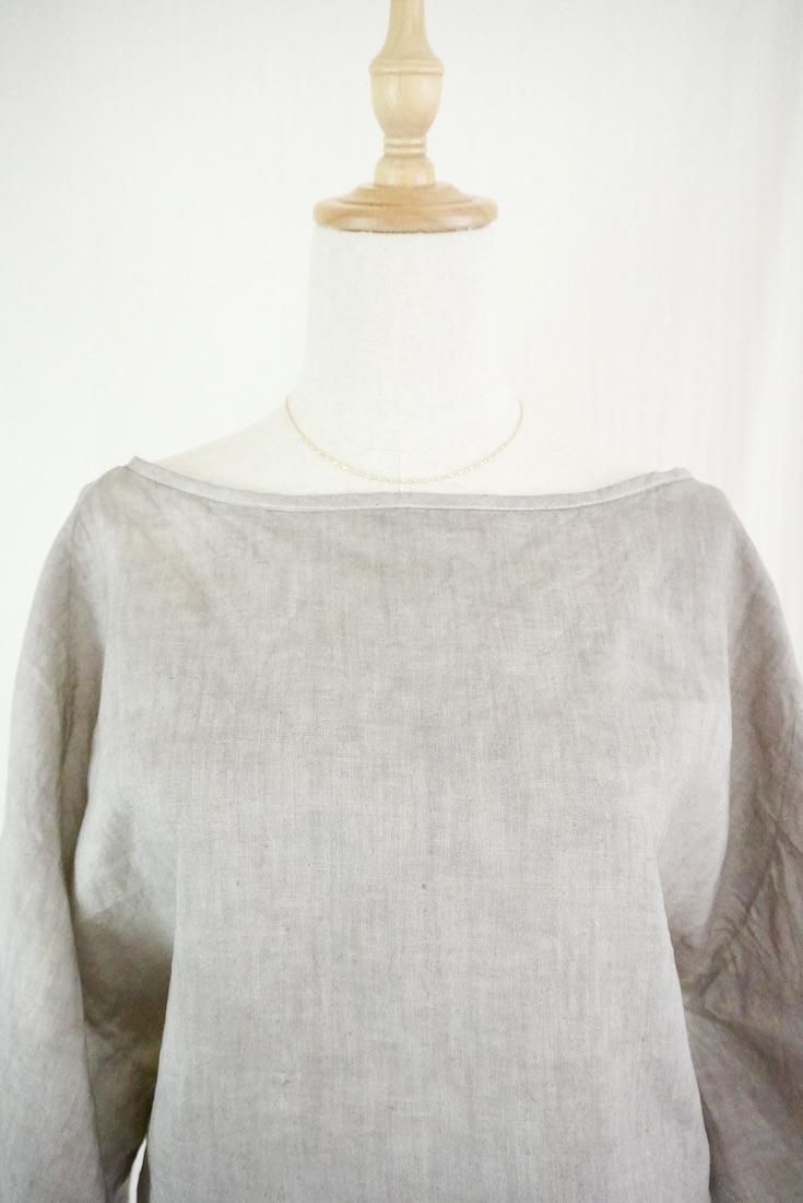 French Linen 2way flare sleeve top Taupe