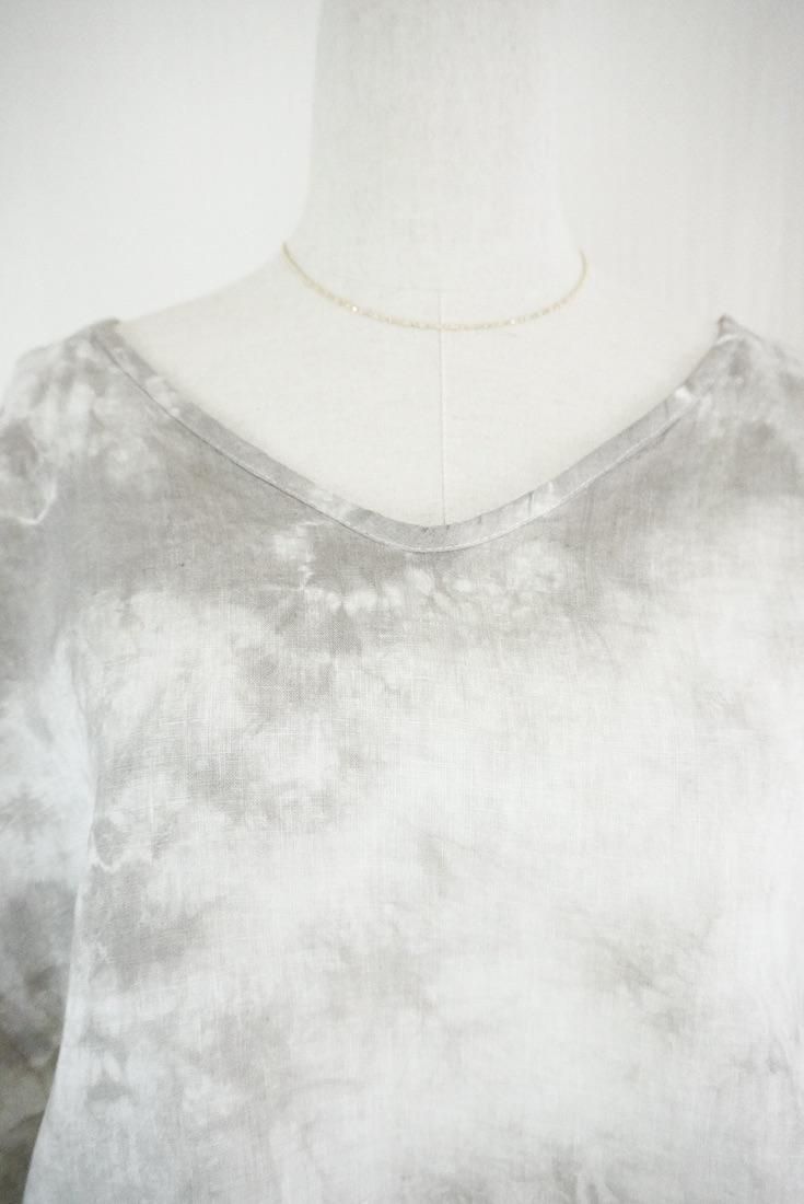 French Linen 2way flare sleeve top Taupe