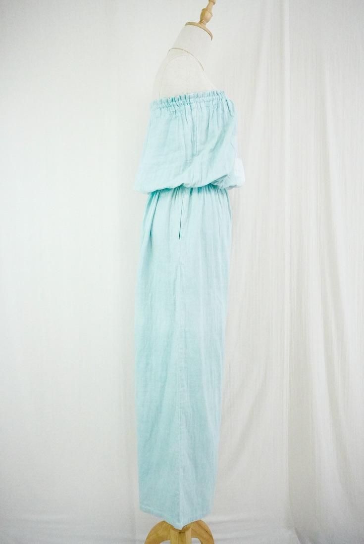 W-gauze Bare top all in one Lightgray x Sage