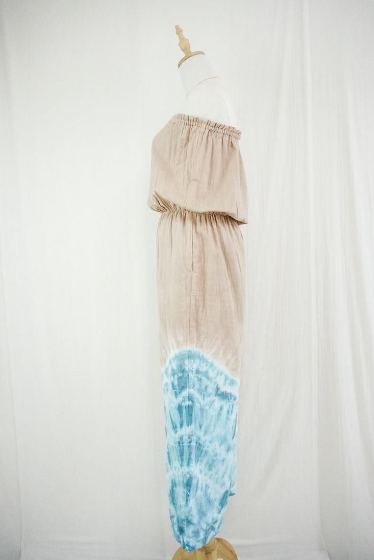 W-gauze Bare top all in one Cafelate x Vintageblue