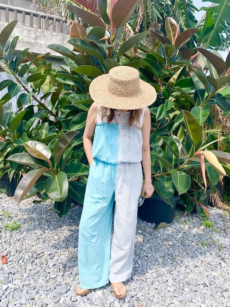 W-gauze Bare top all in one Cafelate x Vintageblue