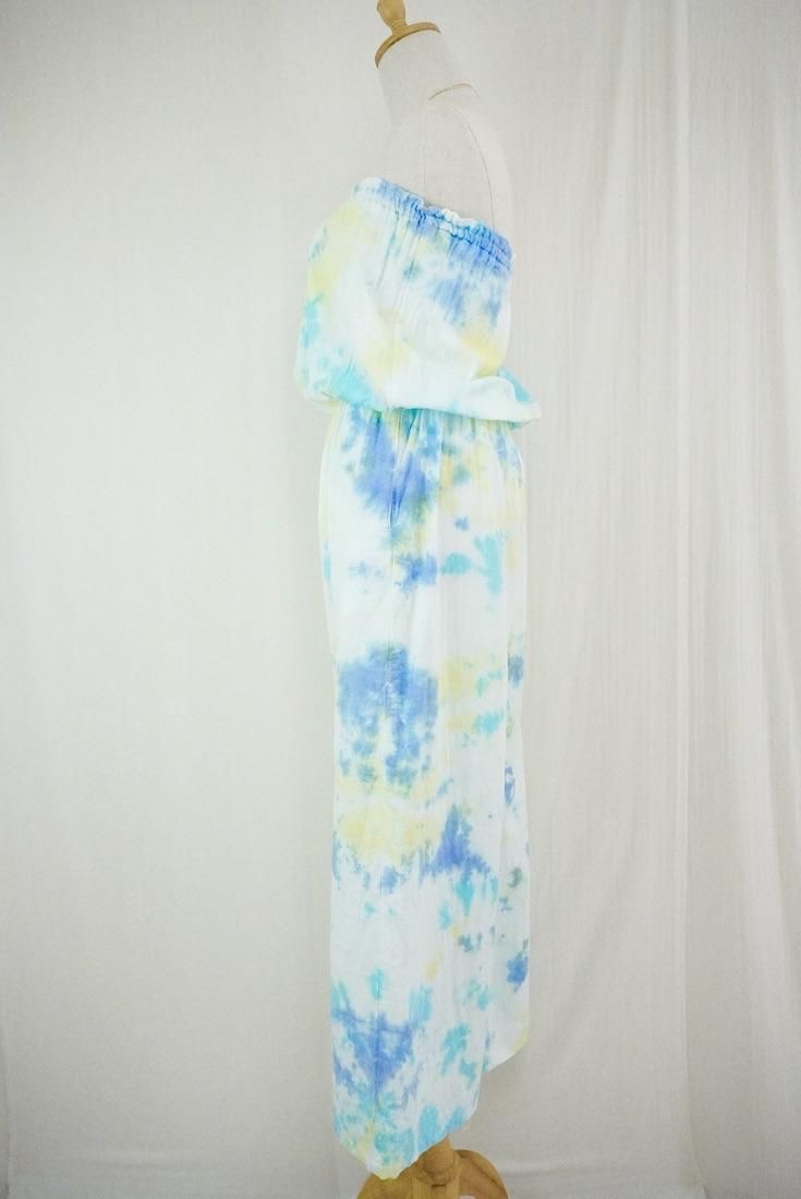 W-gauze Bare top all in one Horizon x Turquoise x Lemon