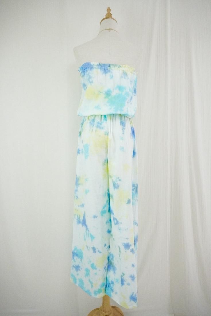 W-gauze Bare top all in one Horizon x Turquoise x Lemon