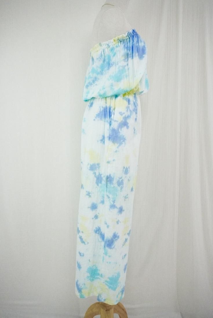 W-gauze Bare top all in one Horizon x Turquoise x Lemon