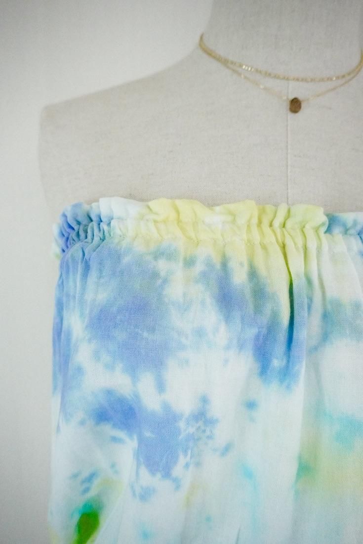W-gauze Bare top all in one Horizon x Turquoise x Lemon
