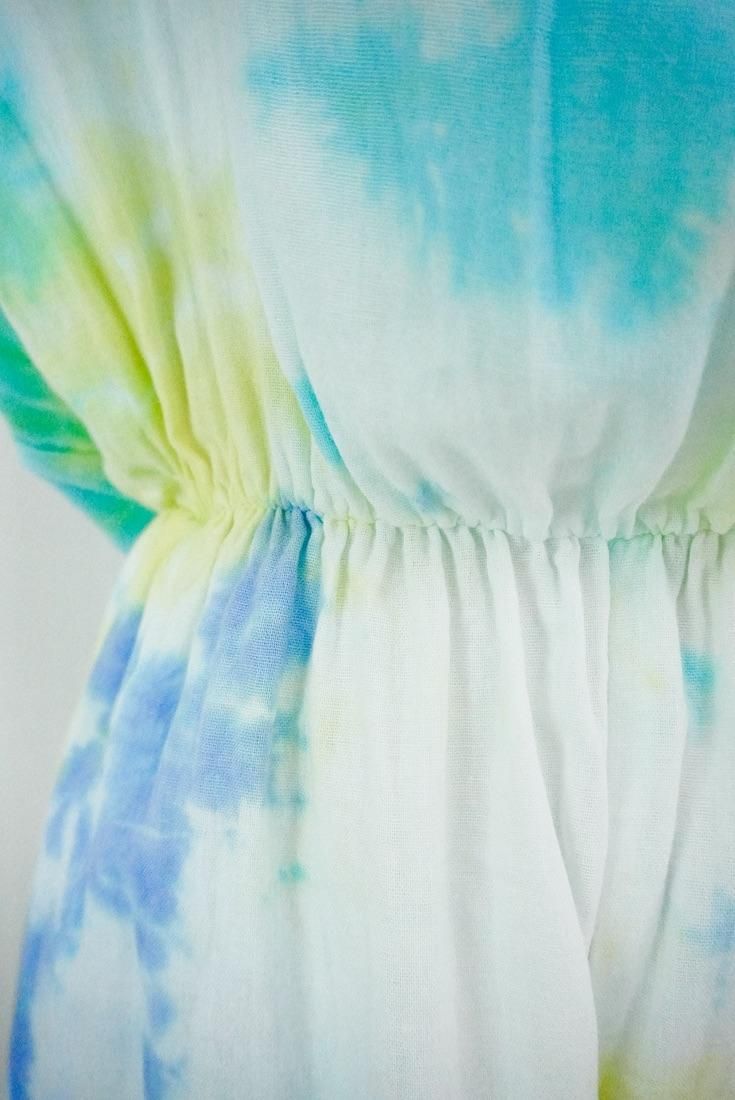 W-gauze Bare top all in one Horizon x Turquoise x Lemon