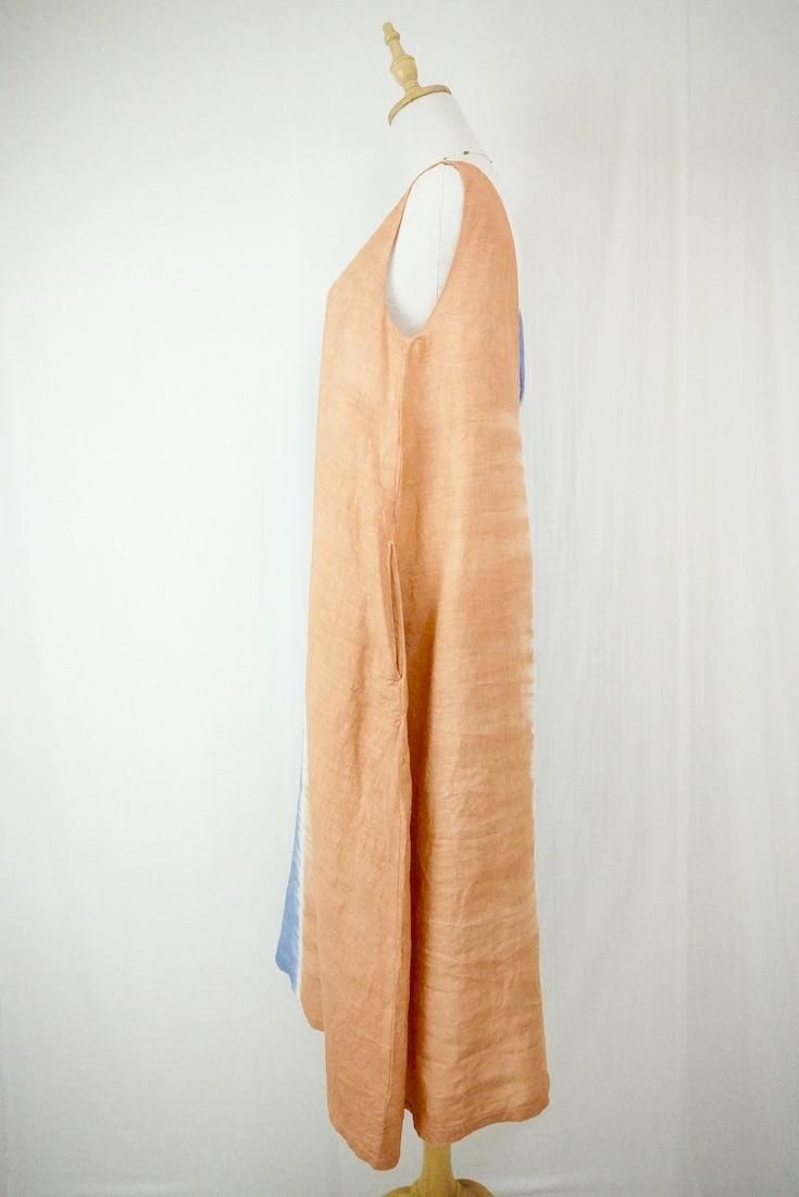 French Linen Back open op Terracotta x Slateblue
