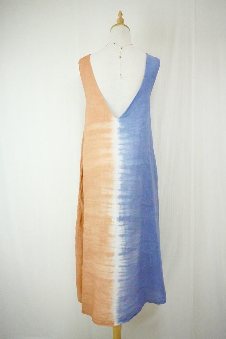 French Linen Back open op Terracotta x Slateblue