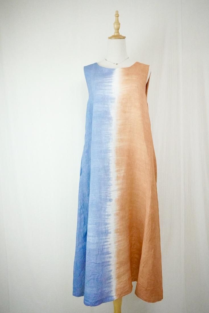 French Linen Back open op Terracotta x Slateblue