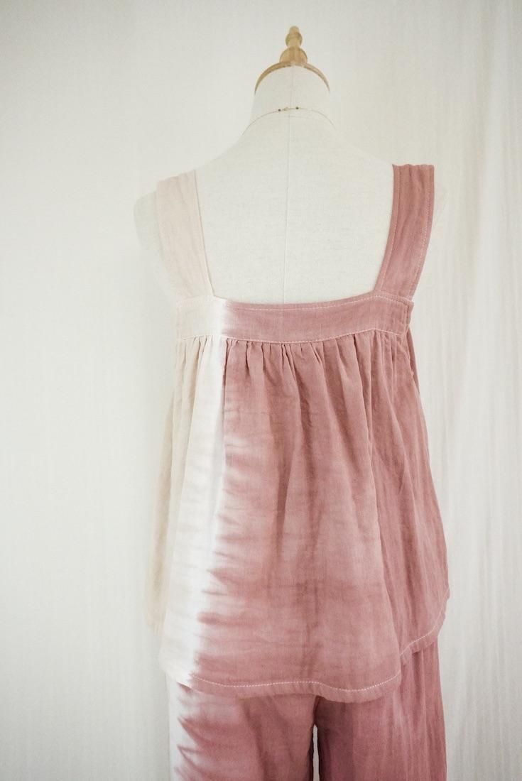 W-gauze Flare tank top Bordeaux x Sandybeach