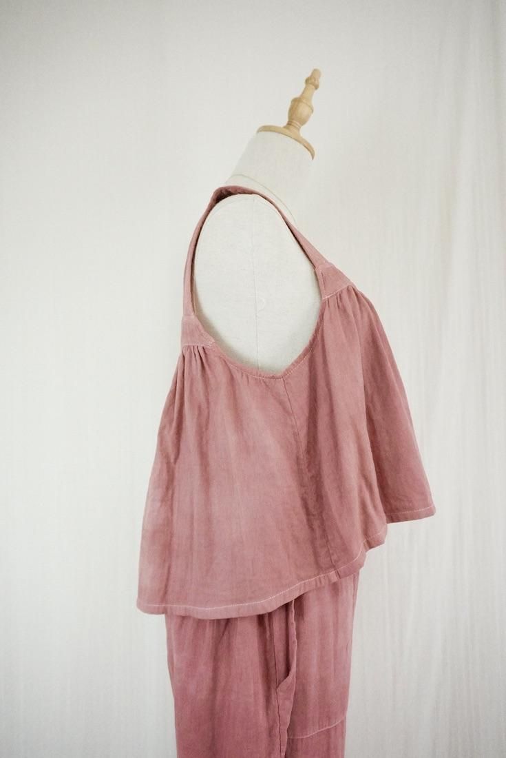 W-gauze Flare tank top Bordeaux x Sandybeach