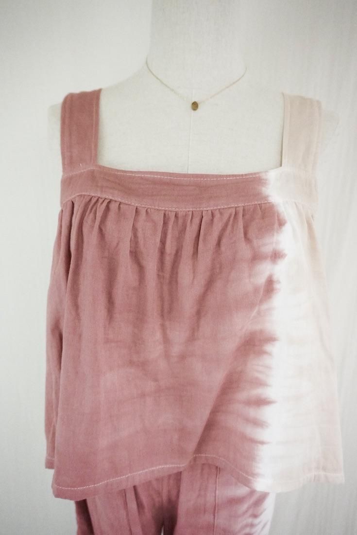 W-gauze Flare tank top Bordeaux x Sandybeach