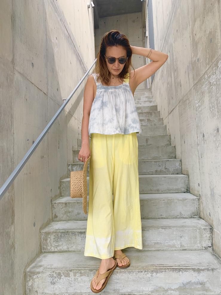 W-gauze Flare tank top Bordeaux x Sandybeach