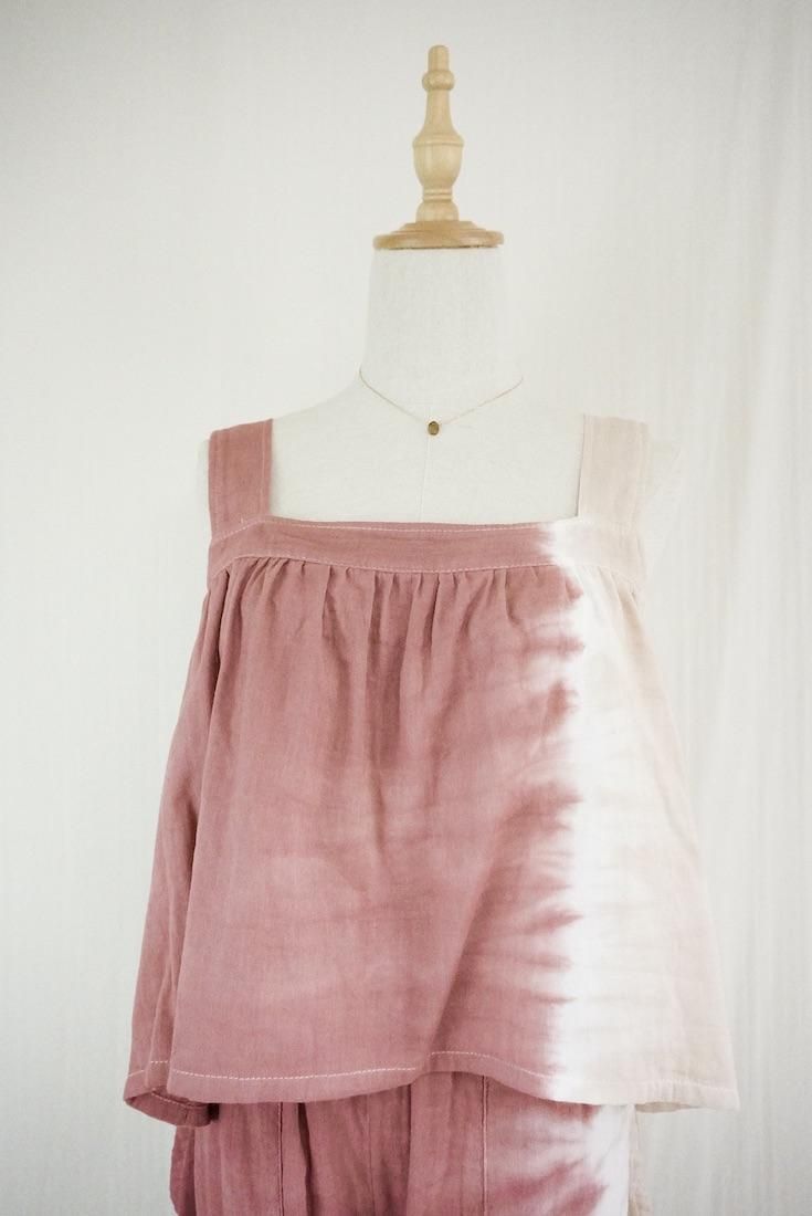 W-gauze Flare tank top Bordeaux x Sandybeach