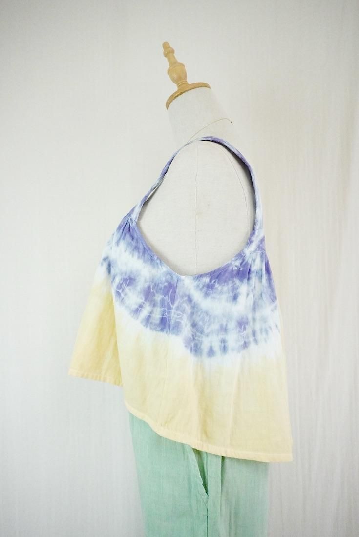W-gauze Flare tank top Custard x Lavender
