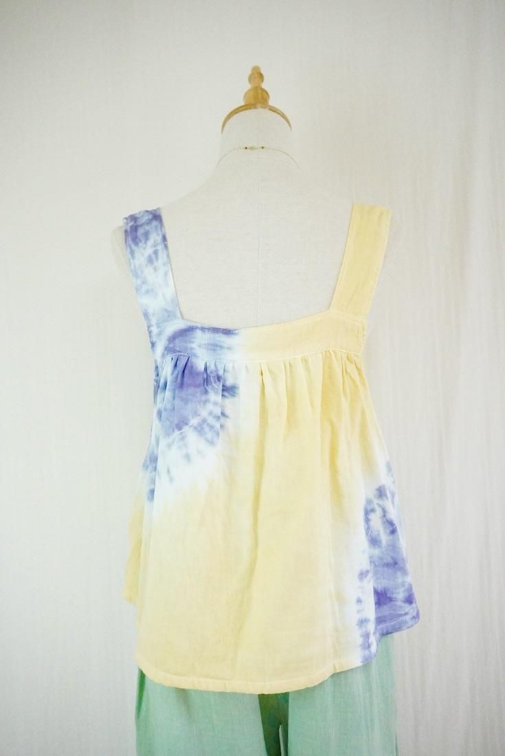 W-gauze Flare tank top Custard x Lavender