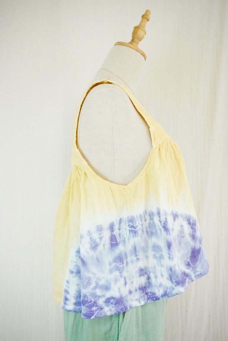 W-gauze Flare tank top Custard x Lavender
