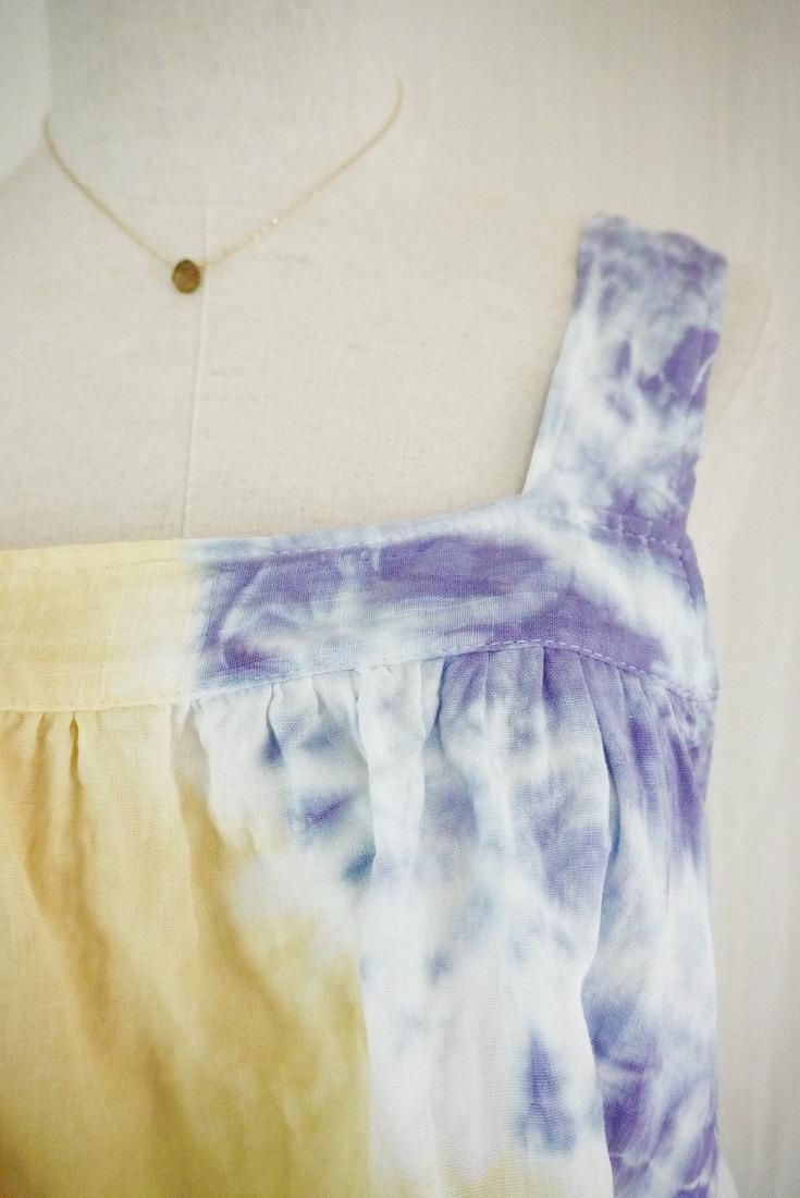 W-gauze Flare tank top Custard x Lavender