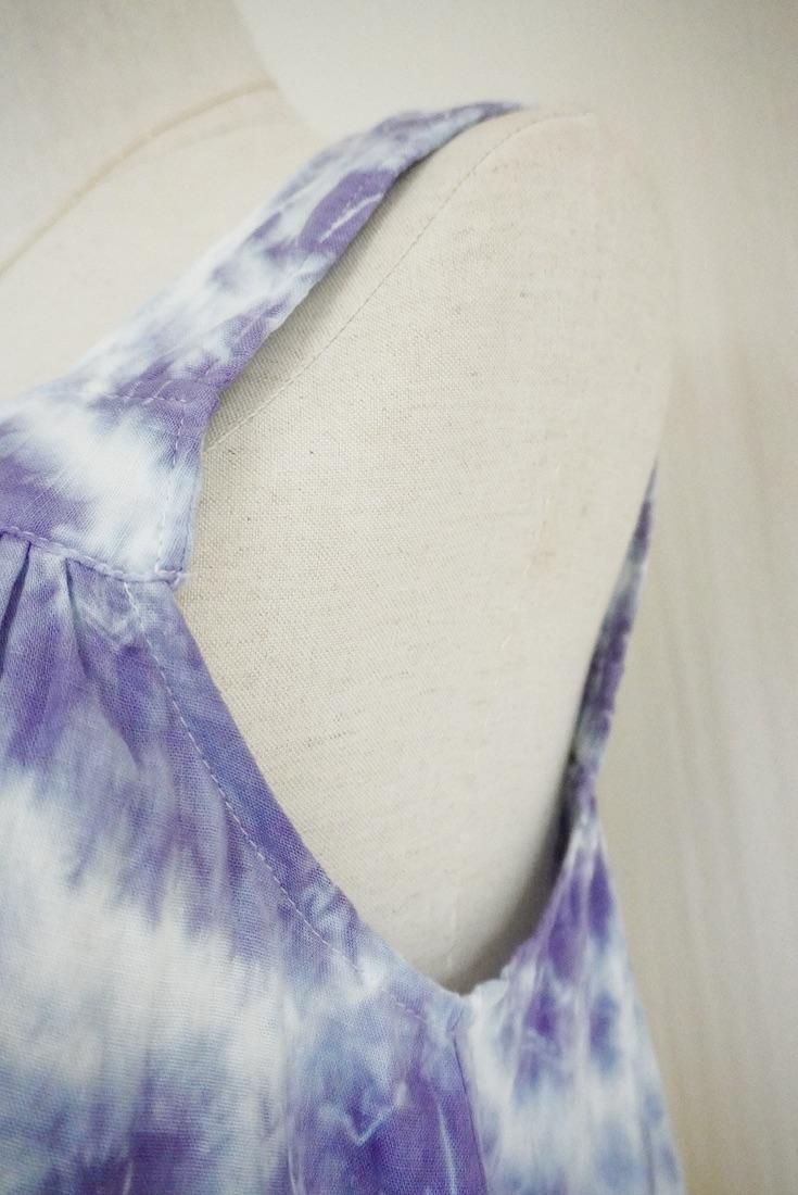 W-gauze Flare tank top Custard x Lavender