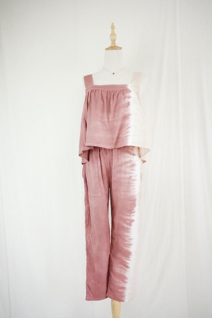 W gauze Easy Pants Bordeaux x Sandybeach
