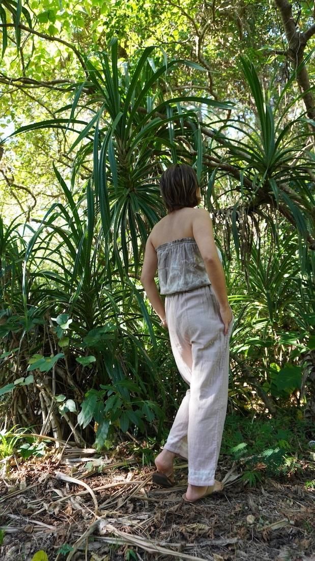 W gauze Easy Pants Bordeaux x Sandybeach