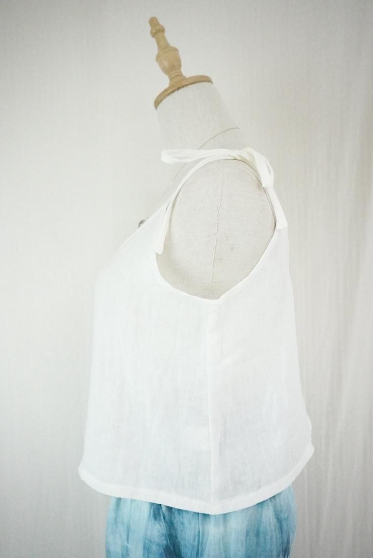 French Linen Ribbon Camisole Natural 
