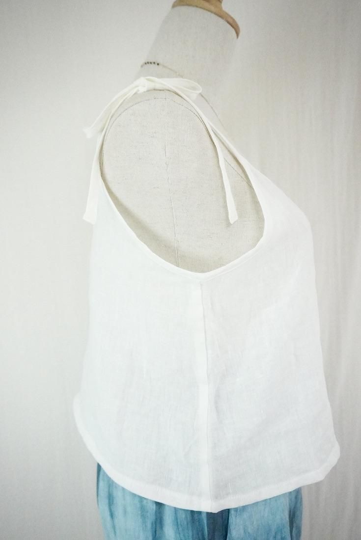 French Linen Ribbon Camisole Natural 