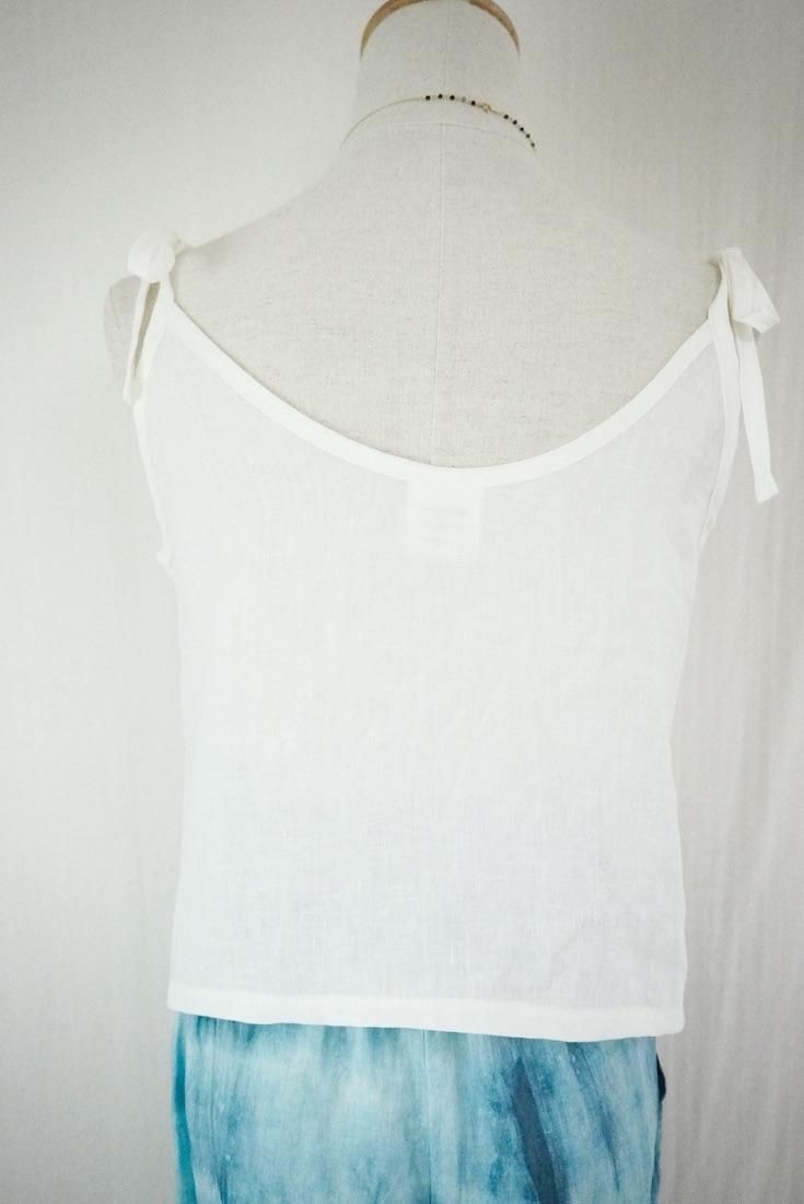 French Linen Ribbon Camisole Natural 
