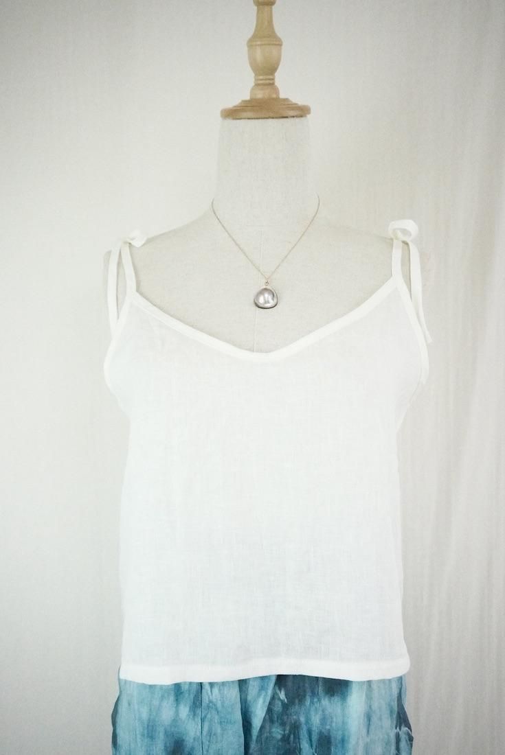 French Linen Ribbon Camisole Natural 
