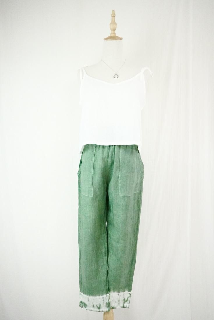 French Linen Easy Pants Junglegreen