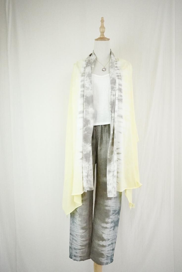 Cotton stole  Lemon x Taupe 