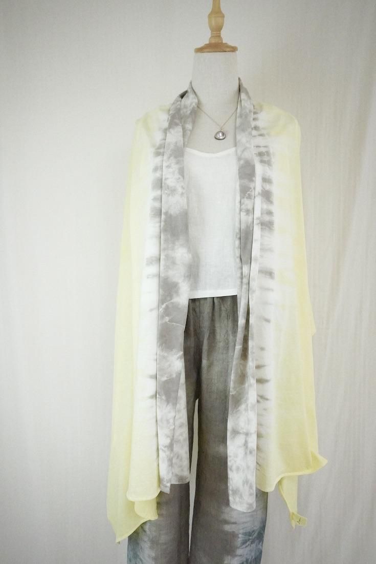 Cotton stole  Lemon x Taupe 
