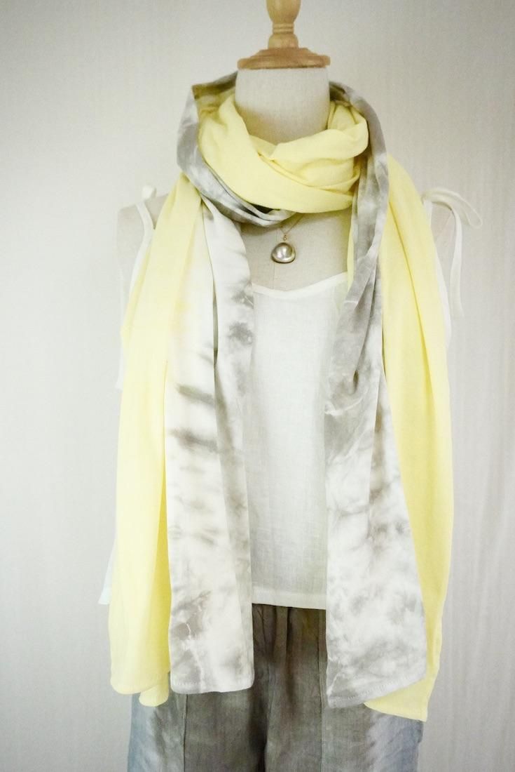 Cotton stole  Lemon x Taupe 