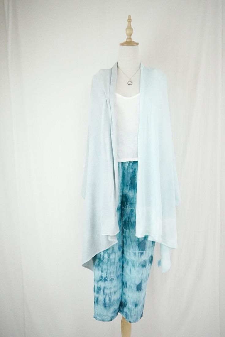 Cotton stole  Turquoise x Lightgray 