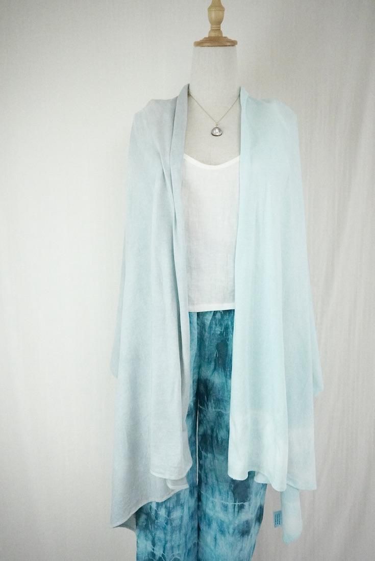 Cotton stole  Turquoise x Lightgray 