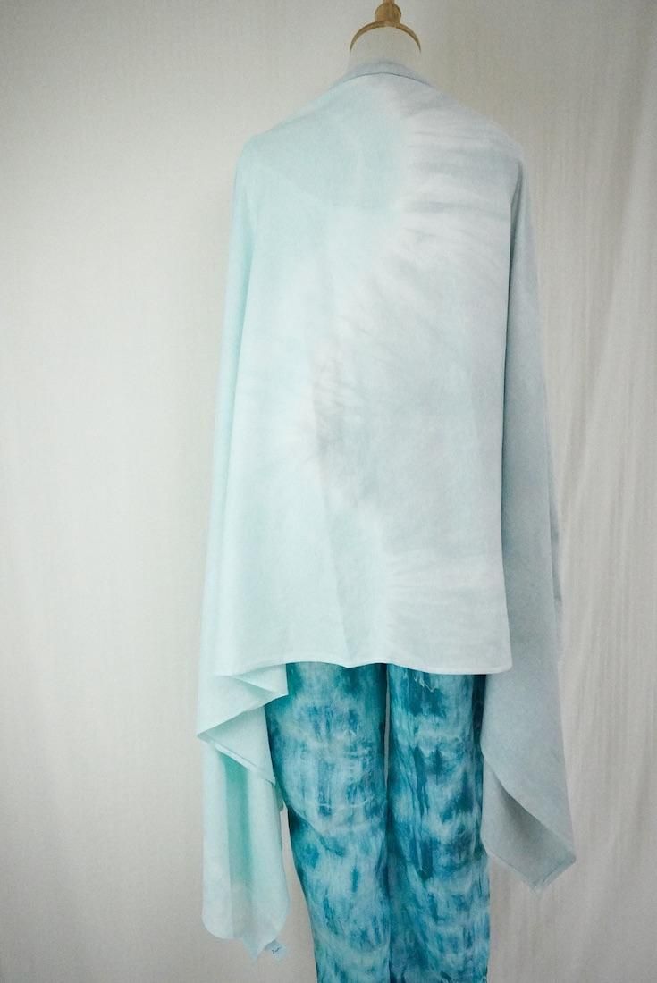 Cotton stole  Turquoise x Lightgray 