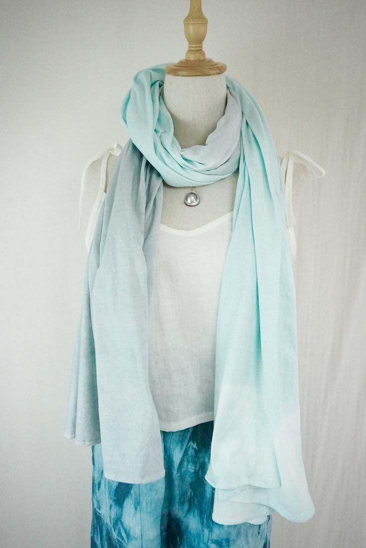 Cotton stole  Turquoise x Lightgray 