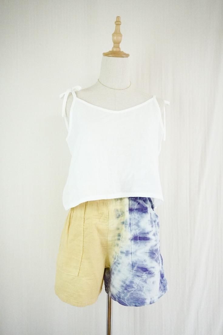 W gauze Easy Shorts Custard x Lavender