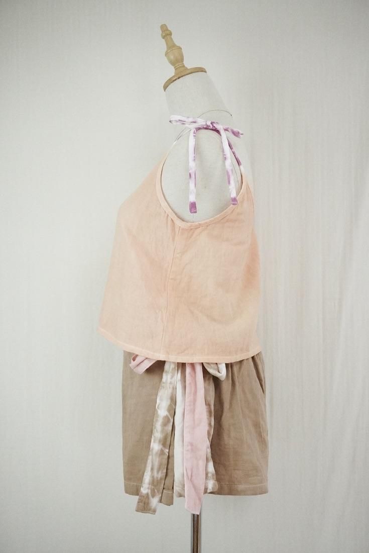 W gauze Wrap short pants Brownsugar x Pinkbeige