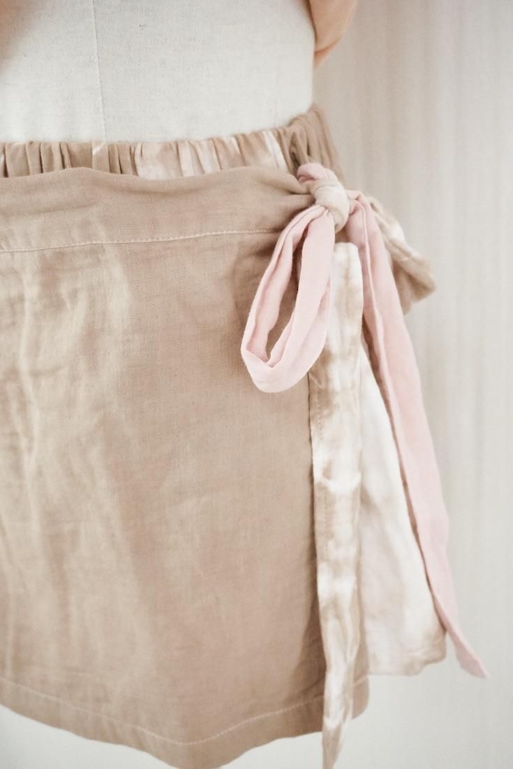 W gauze Wrap short pants Brownsugar x Pinkbeige