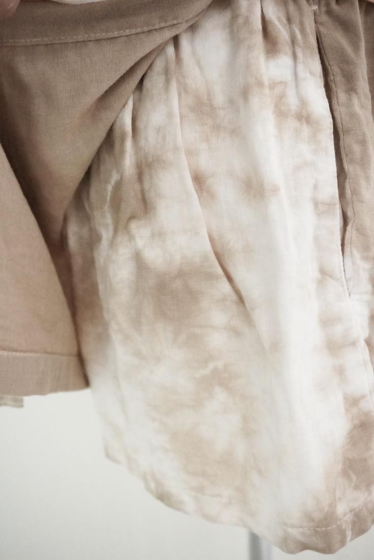 W gauze Wrap short pants Brownsugar x Pinkbeige